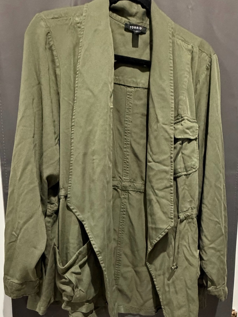 torrid Olive Green Military-Style Drawstring Jacket (never worn)